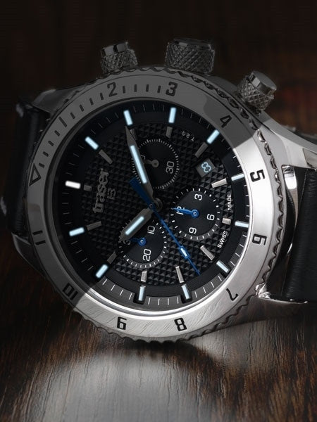 Traser Master Prestige Chronograph Watch with Sapphire Crystal, 12-Hour Totalizer  #105880