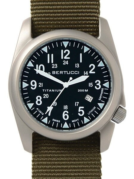 Bertucci A-4T Super Yankee Titanium Watch with Olive Nylon Strap #13478