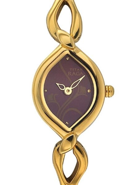 Titan Ladies Raga Jewelry Inspired Gold-Tone Quartz Watch with Bracelet #2455YM02