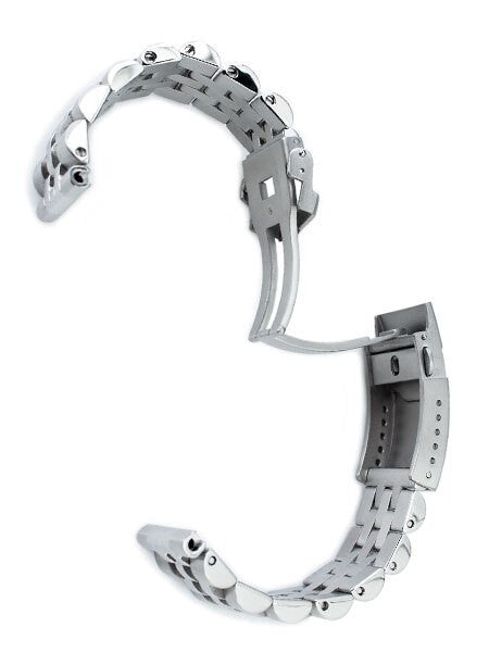 Strapcode 20mm ANGUS-J "Louis" 316L Stainless Steel Watch Bracelet 20mm Straight End, Brushed, Button Chamfer #SS201819B058S