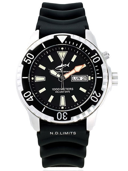 Chris Benz 1000 meter Quartz Dive watch with Sapphire Crystal #CB-1000H-S-KBS