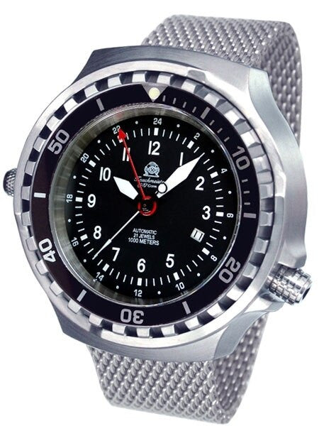 Tauchmeister T0308MIL XXL automatic, 1000-meter diver watch with Milanese bracelet