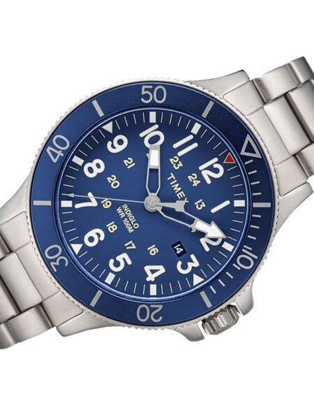 Timex 43mm Allied Coastline Quartz Watch with Blue Dial and INDIGLO Night-Light #TW2R46000VQ
