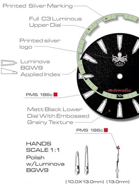 PHOIBOS Proteus 300-Meter Automatic Dive Watch with AR Double Dome Sapphire Crystal #PY024C