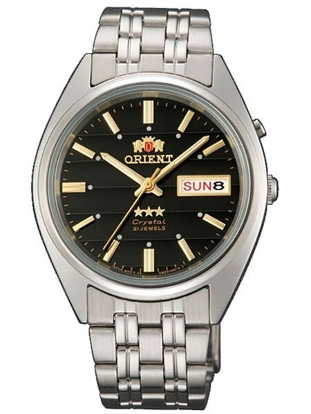 Orient Automatic Watch with Black Dial, Day-Date and SS Bracelet #EM0401PB