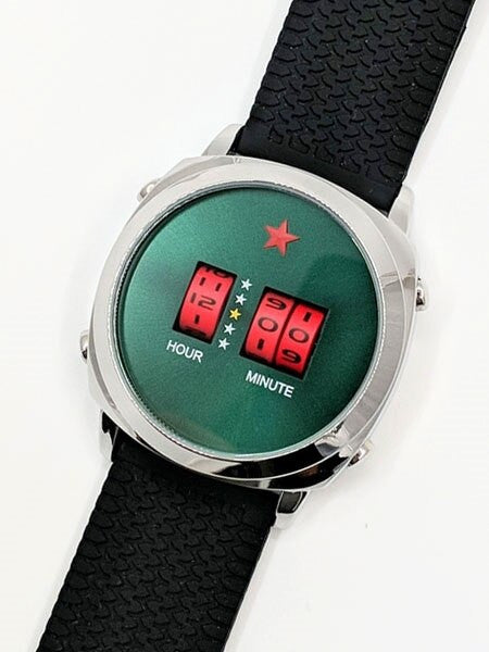 Red Star Quartz Drum Roller Watch with 44mm Case #8395G-E