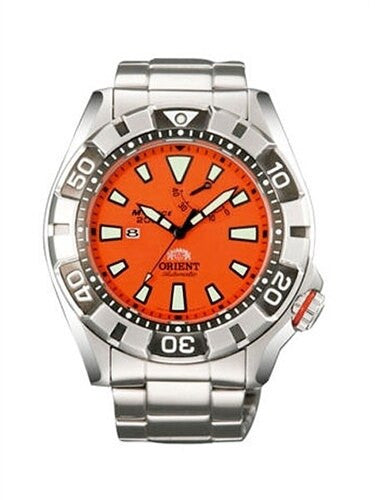 SCRATCH AND DENT Orient M-Force Automatic Orange Dive Watch with Power Reserve #SEL03002M-SND