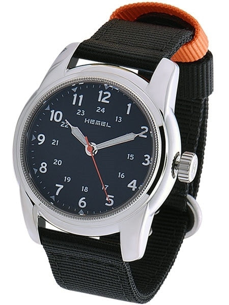 HEMEL 24 Automatic Military-Styled Watch with Matte Black Dial and Sapphire Crystal #HM1