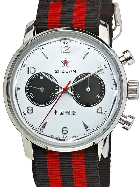 Scratch and Dent - Seagull 1963 Hand Wind Mechanical Chronograph with White Dial #6488-2901W 2