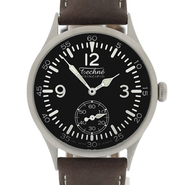 Techne 39.5mm Merlin Quartz Aviator Watch with Onion Crown and Small Seconds #245.061