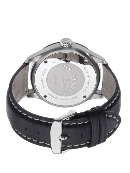 Zeno Mens Navigator Watch with White Dial, Black Leather Strap and Swiss Quartz Movement #6569-515Q-I2