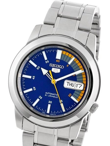Seiko 5 Automatic Blue Dial Watch with Stainless Steel Bracelet #SNKK27