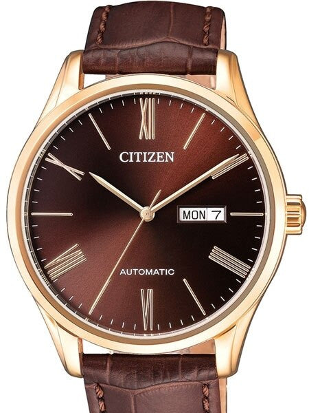 Citizen Automatic Watch with Rose Goldtone Case, Black Textured