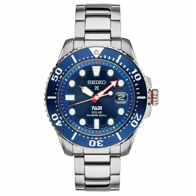 Seiko Special Editon Prospex PADI Solar Dive Watch with Stainless Steel Bracelet #SNE549