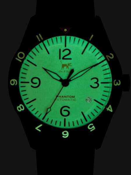 Lew and Huey Phantom Automatic Pilot Watch with Fully Luminous Dial and Date #WW-P2-DS