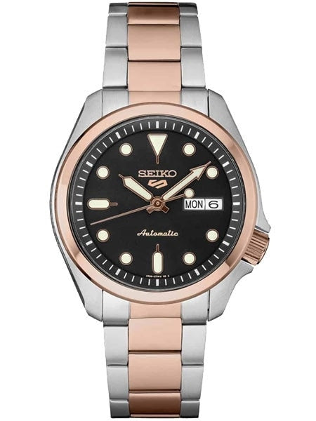 Seiko 5 Sports 24-Jewel Automatic Watch with Black Dial and Two-Tone Bracelet #SRPE58