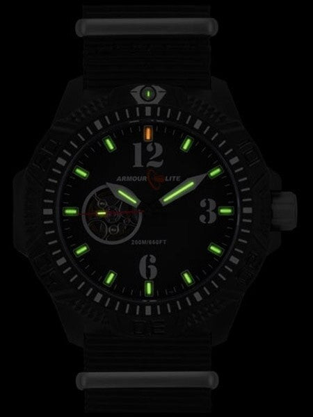 Armourlite Automatic Watch with Tritium Illumination, 47mm Polycarbonate Case and Military Strap #AL1203