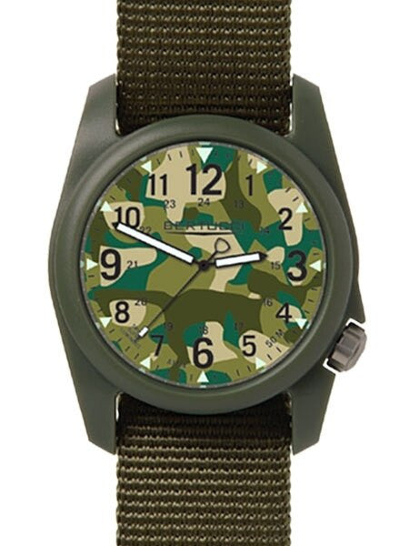 Bertucci DX3 Field Resin Watch, Olive Green Nylon Strap, Digicam Camouflage Dial - 11029