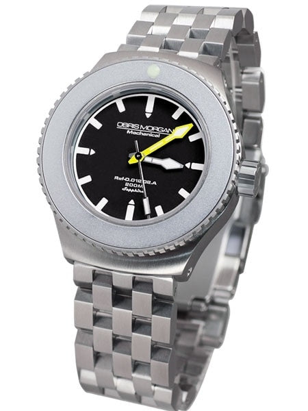 Obris Morgan Nevon Automatic Black Dial Dive Watch with Robust Bracelet #NEVON-BBBY