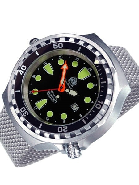 Tauchmeister T0309MIL XXL 1000-Meter, automatic diver watch with Milanese bracelet