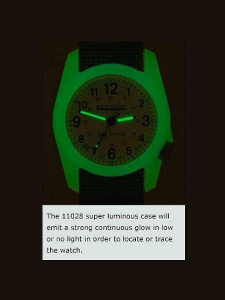 Scratch and Dent - Bertucci DX3 Luminous Resin Watch, Olive Green Nylon Strap, White Dial - 11028