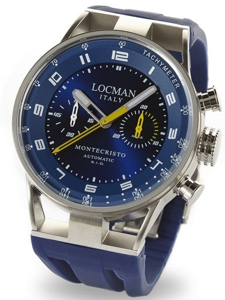 Locman Montecristo 100 Meter Automatic Chronograph Watch with 44mm Case #514BLYLBLR
