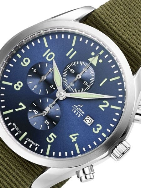 Laco 42mm Atlanta Blue Dial Chronograph Watch with 12-hour Totalizer #861919