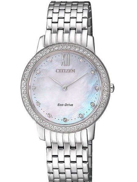 Citizen Ladies Eco-Drive Watch with MOP Dial and Swarovski Crystals #EX1480-82D