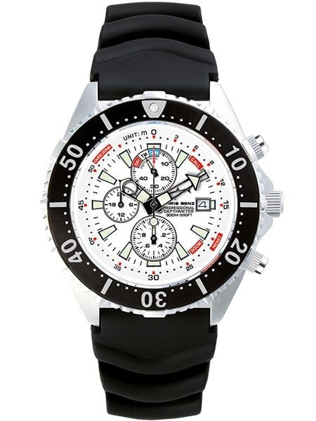 Chris Benz Professional Depthmeter, 300 Meter Dive Watch with Chronograph #CB-C300-W-KBS