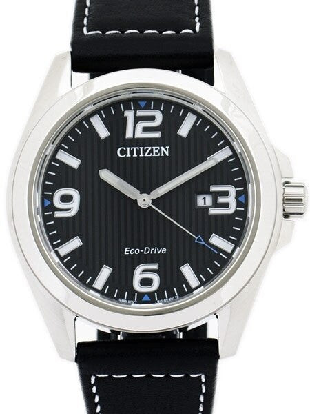 Citizen Eco-Drive Black Dial Sport Watch with Black Leather Strap #AW1430-19E