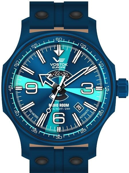 Vostok-Europe Radio Room, 32-Jewel Automatic Watch with Blue Case and Dial #595D533