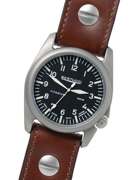 Bertucci A-4T Vintage 44 Titanium Watch with an Aviator Strap #13403
