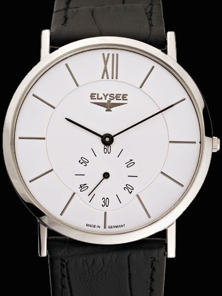 Elysee Thin Quartz Dress Watch with Silver Dial and Small Seconds #80480