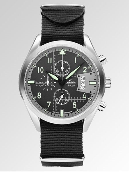 Laco Detroit Type C Dial Chronograph Watch with 12-hour Totalizer #861917