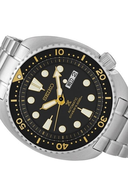Seiko Turtle Prospex Automatic Dive Watch with Black Dial and Stainless Steel Bracelet #SRP775