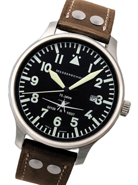 Messerschmitt Fliegeruhr Watch with Aviator Leather Strap #ME-42BF-109