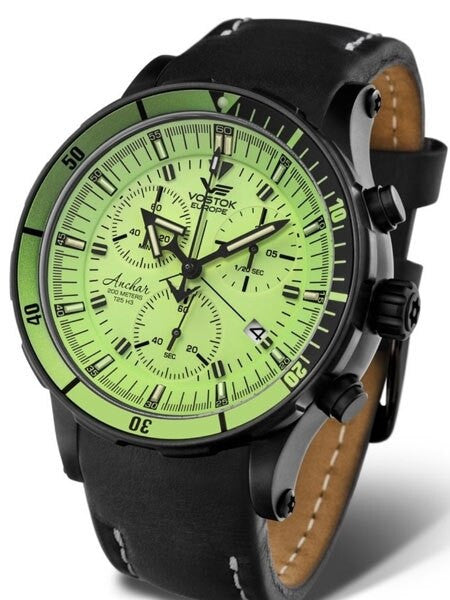 Vostok-Europe Anchar Mens Chronograph Dive Watch with Luminous Dial, Tritium Tube Illumination #5104243