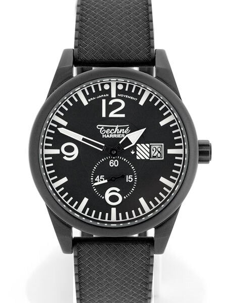 Techne Harrier Aviator Quartz Watch with 41mm Black Aluminium Case  #386.181