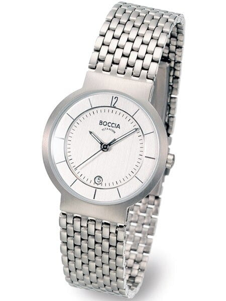 Boccia Ladies Silver Quartz Watch with Titanium Case and Matching Bracelet #3123-01