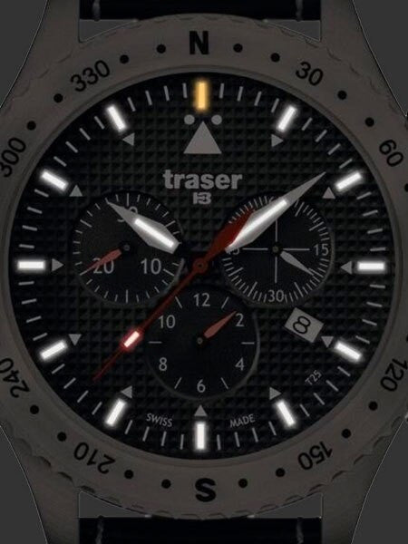 Traser Jungmann Aviator Chronograph Watch with Sapphire Crystal, 12-hour Totalizer #100384
