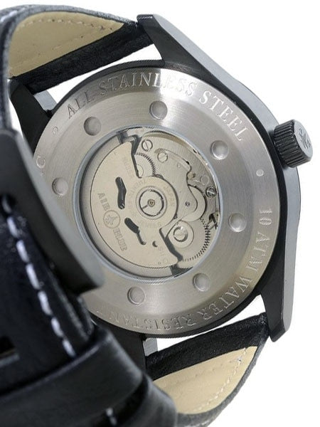 Air Blue Bravo Automatic Pilot Watch with 44mm PVD Case, Sapphire Crystal #BRAVOAUTOPVDBLKORG