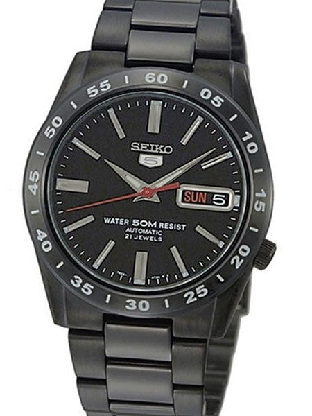 Seiko 5 Automatic Black PVD Watch with a Matching PVD Bracelet #SNKE03K1