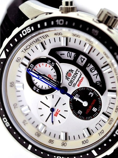 Orient Cayenne Sport Diver Chronograph Watch with Open Date Window and Tachymeter #TT0Q003W