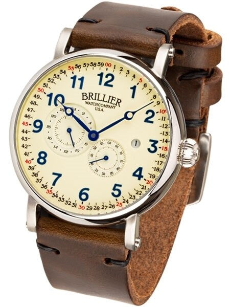 Brillier 43mm Americana Chapter 2 Railroad Automatic Watch with Horween Leather Strap #BR-13