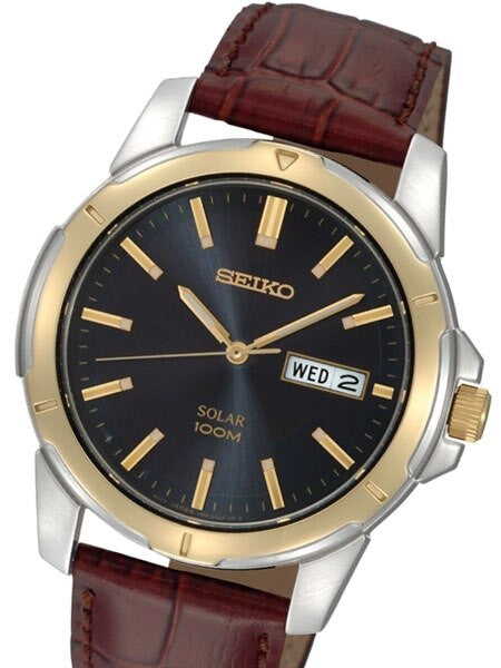 Seiko Core Series Solar Watch with 40mm Stainless Steel Case and Leather Strap #SNE102