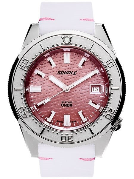 Squale 500 Meter Swiss Made Automatic Dive Watch with Pink Wave Dial  #1521-PK