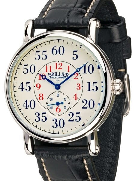 Brillier 43mm Americana Chapter 2 Railroad Swiss Quartz Watch with Calfskin Leather Strap #BR-07