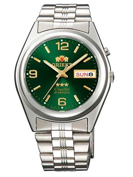 Orient Automatic Watch with Green Dial, Day-Date and SS Bracelet #EM6Q00FF