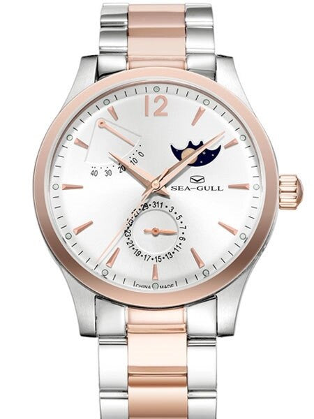 Sea-Gull 41mm Automatic Dress Watch with Power Reserve, Moonphase #217.423
