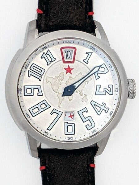 Red Star Jump Hour Automatic Watch AR Sapphire Crystal #8176G-C